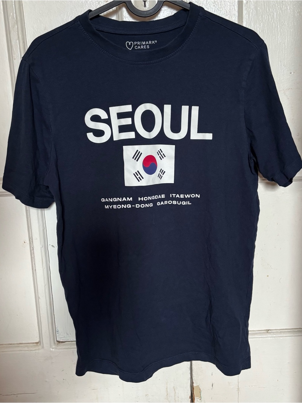 Primark Navy 'Seoul' Graphic Tee with South Korea Flag